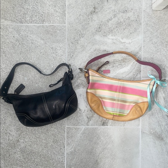 Coach Handbags - Striped Multicolor Hampton and Black leather Women's Hampton Shoulder Bags